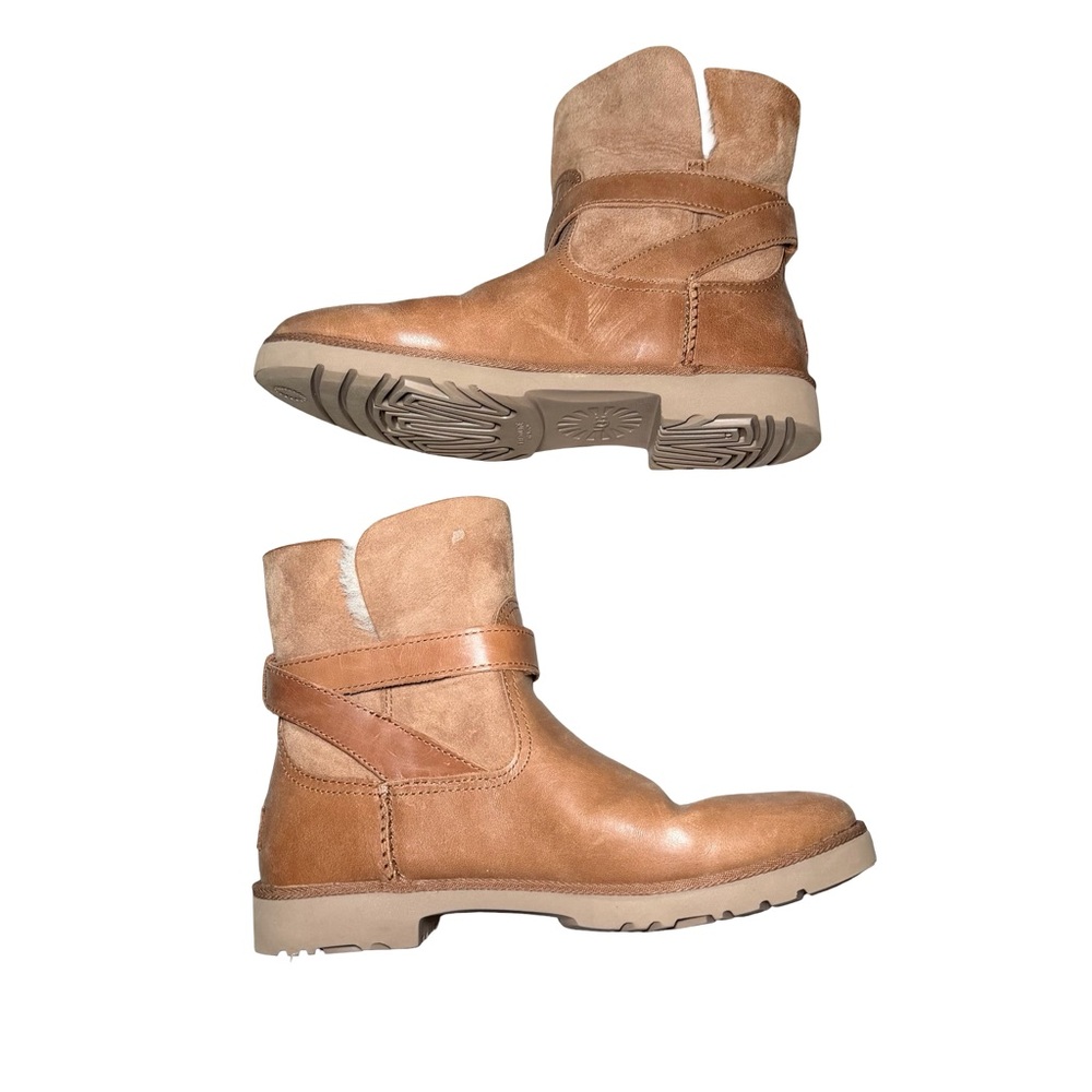Women's Tan Leather Ankle Boots - Picture 9 of 13
